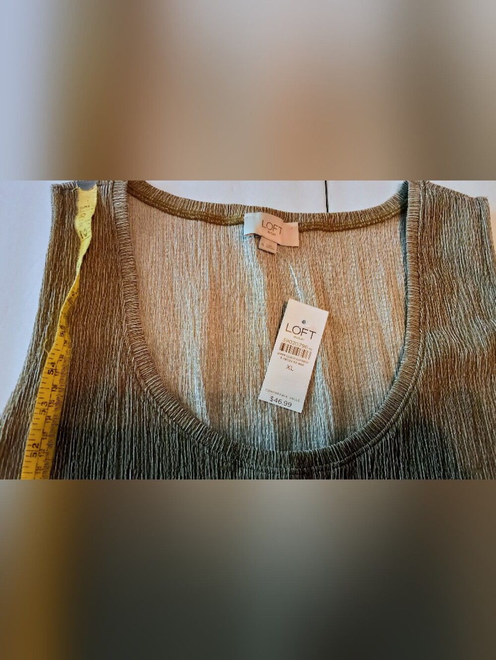 LOFT Metallic Olive Green Shimmer Tank Top